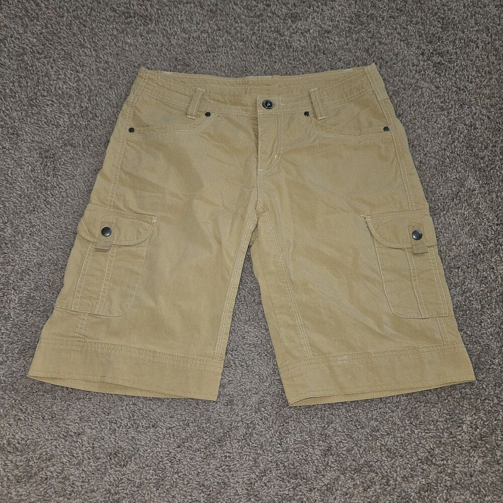 Kuhl Splash Shorts Womens 8 Yellow Cargo Pockets Stretch Hiking Outdoor